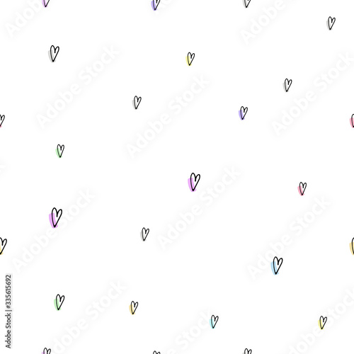 Vector color mini small hearts insulated on white background. Seamless pattern for textile design. Animation illustrations
