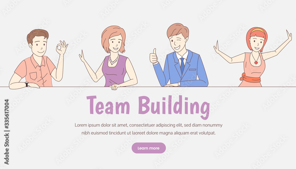 Team building web banner template. Corporate team building landing page concept. Team building web banner template. Corporate team building landing page concept.