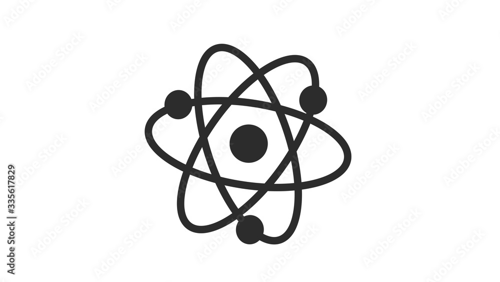 White background black atom,atom icon