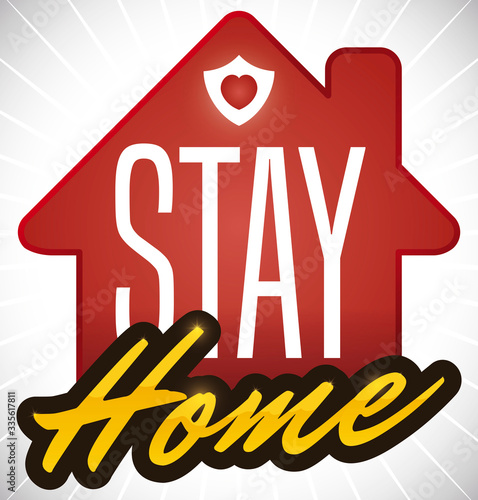 Icon promoting Staying at Home due COVID-19 Outbreak, Vector Illustration