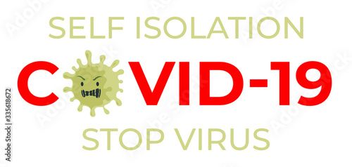 Covid-19, self isolation flat banner concept. Vector illustration of China pathogen respiratory influenza