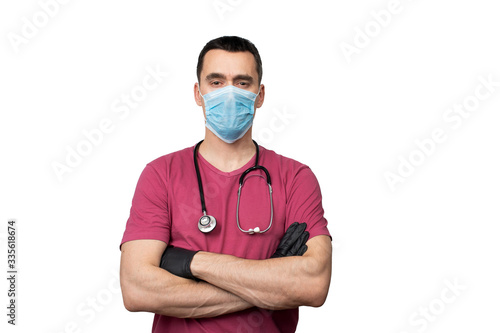 Obraz na płótnie Portrait of a doctor in a surgical mask w salonie