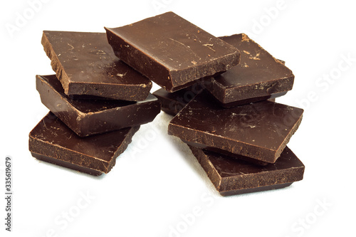 pyramid of seven pieces of dark brown chocolate