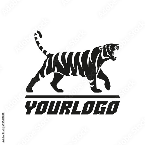 Tiger roaring logo sign emblem vector animal