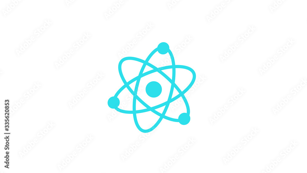 Amazing aqua color atom icon,white background atom icon Amazing aqua color atom icon,white background atom icon