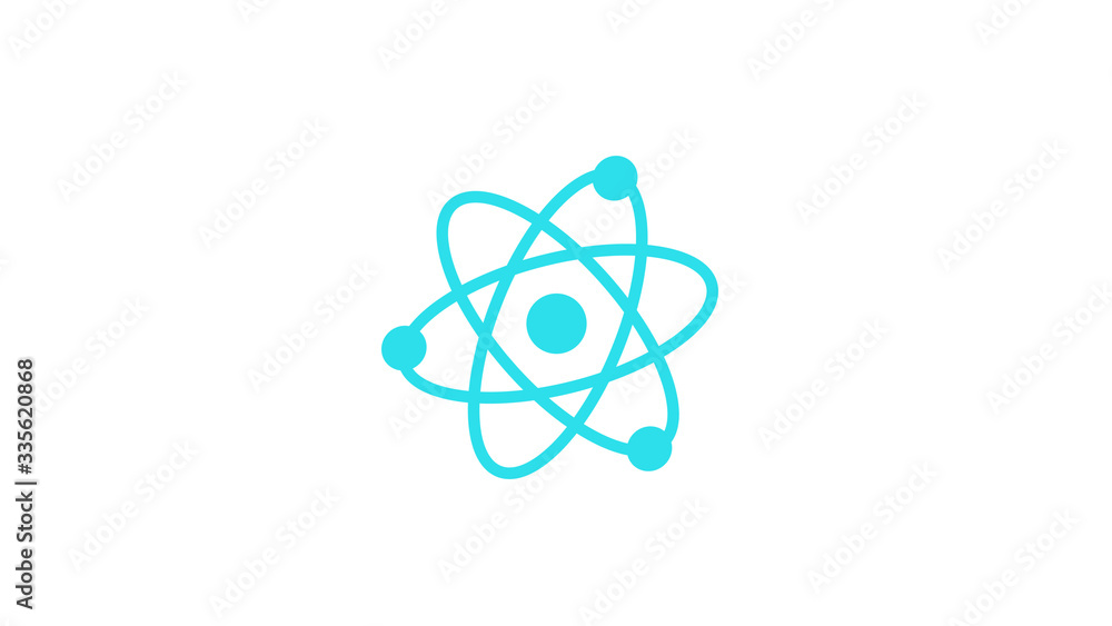Amazing aqua color atom icon,white background atom icon Amazing aqua color atom icon,white background atom icon