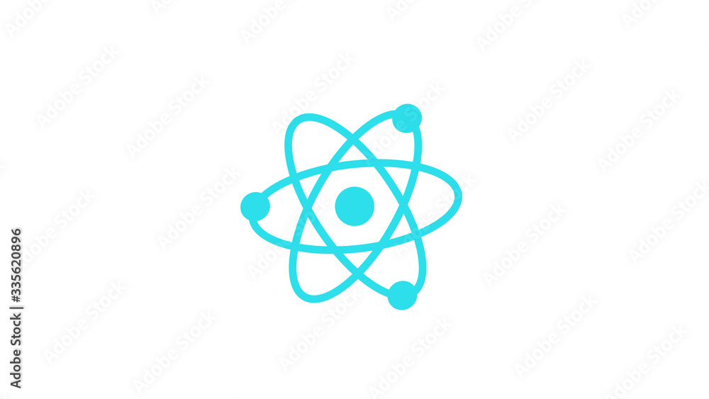 New aqua atom icon on white background,aqua atom,science icon,technology