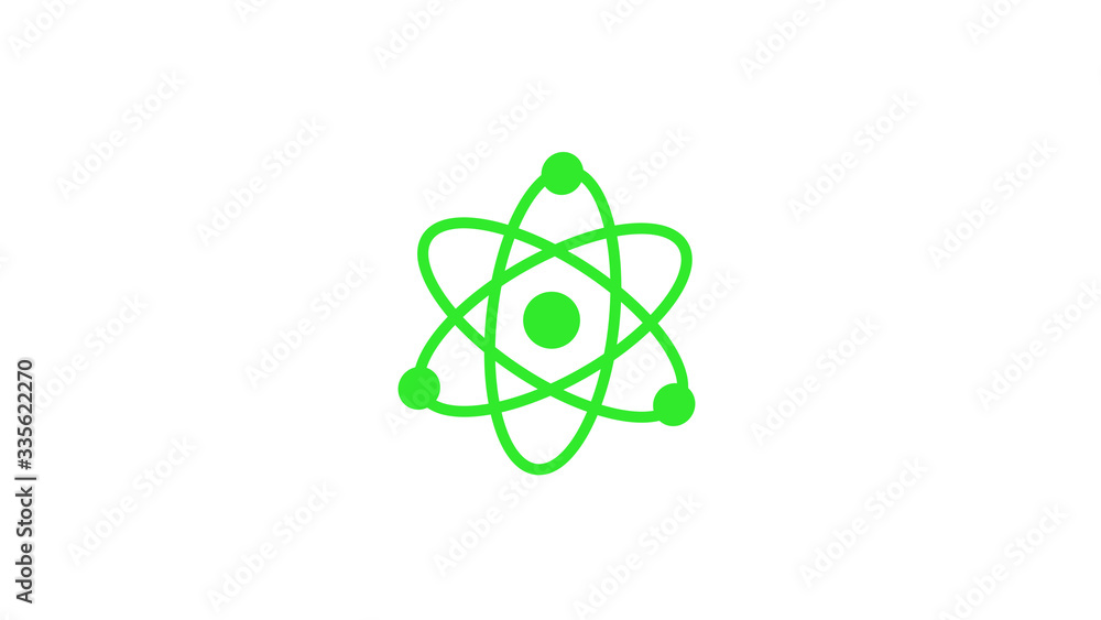 New green atom icon,science icon,Atom icon on white background New green atom icon,science icon,Atom icon on white background