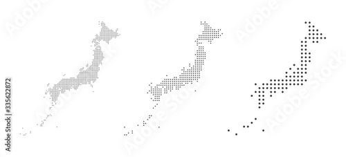 Abstract Japan Map with dot Pixel Spot Modern Concept Design Isolated on White background Vector illustration.