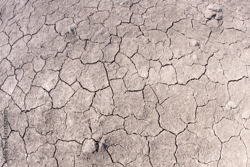 Gray cracked earth in large pieces without grass