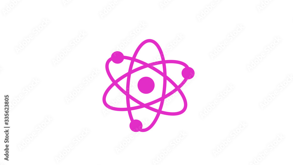 Pink atom icon,New pink color atom icon on white background Pink atom icon,New pink color atom icon on white background