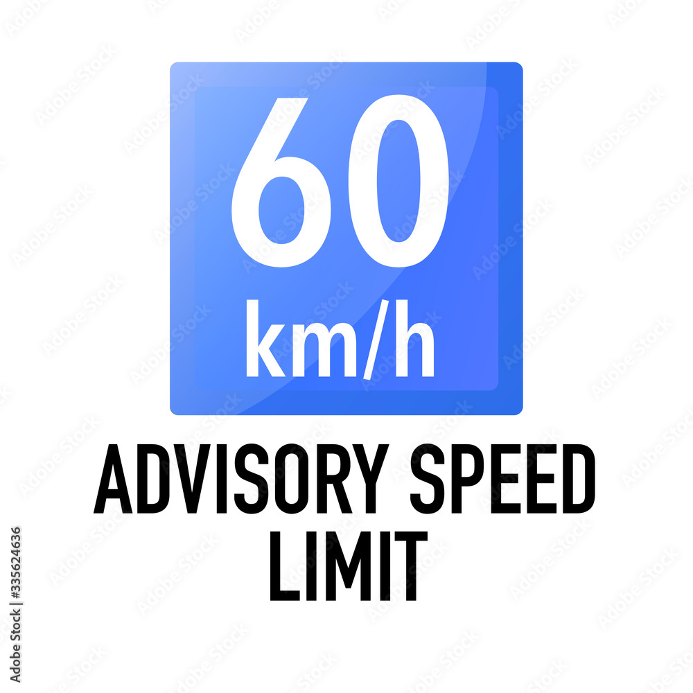 Advisory speed limit Information and Warning Road traffic street sign, vector illustration