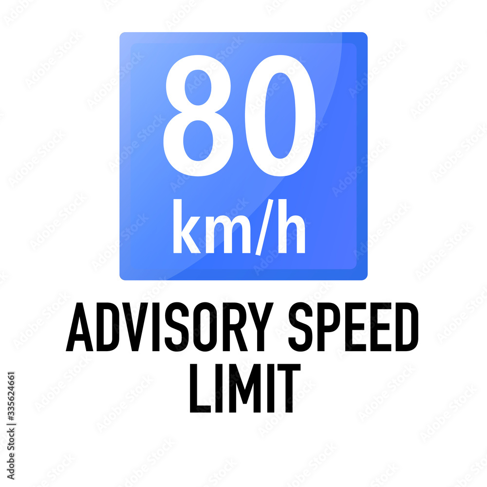 Advisory speed limit Information and Warning Road traffic street sign, vector illustration isolated on white background for learning, education, driving courses, sticker. From collection