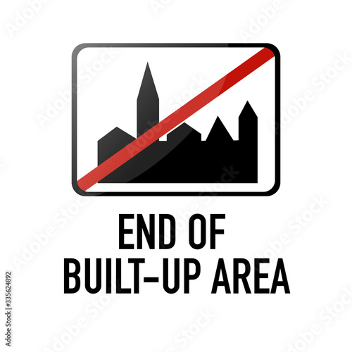 Slika na platnu End of built-up area, city, town Information and Warning Road traffic street sign, vector illustration isolated on white background for learning, education, driving courses, sticker