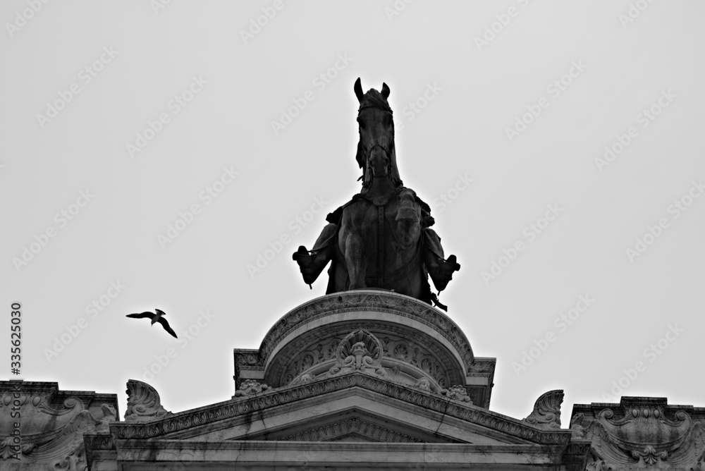 Horse sculpture in Rome, Black and white