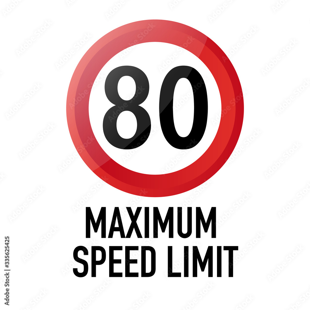 Maximum speed limit zone Information and Warning Road traffic street sign, vector illustration isolated on white background for learning, education, driving courses, sticker. From collection