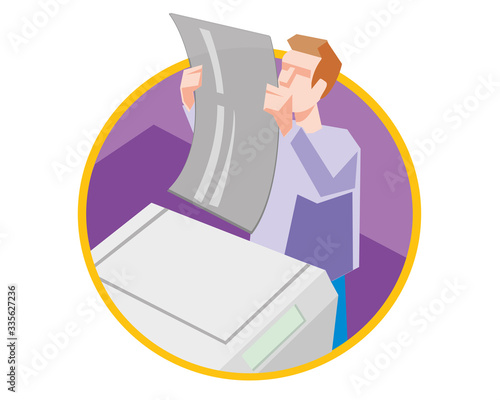 Prepress at work, computer-to-plate or CTP, design and print service vector icon illustration