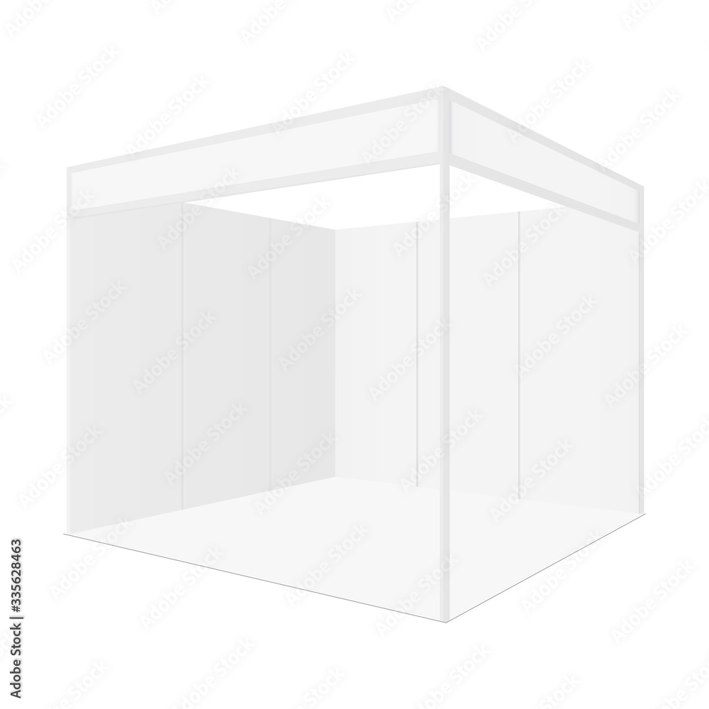 Blank exhibition booth for show fair isolated on white background. Vector illustration Blank exhibition booth for show fair isolated on white background. Vector illustration