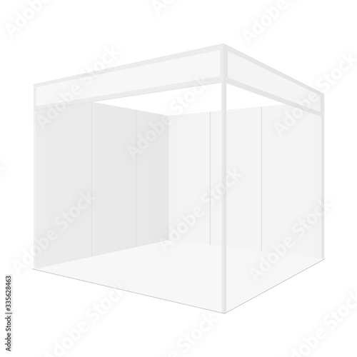 Blank exhibition booth for show fair isolated on white background. Vector illustration