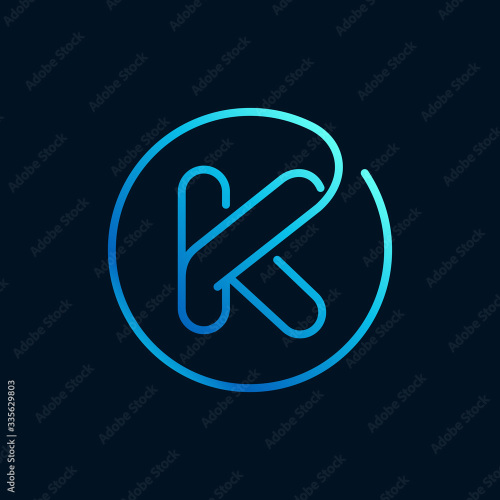 K letter logo in a circle. Impossible line style. K letter logo in a circle. Impossible line style.