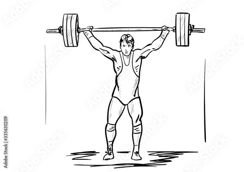 an  young man lifting weights