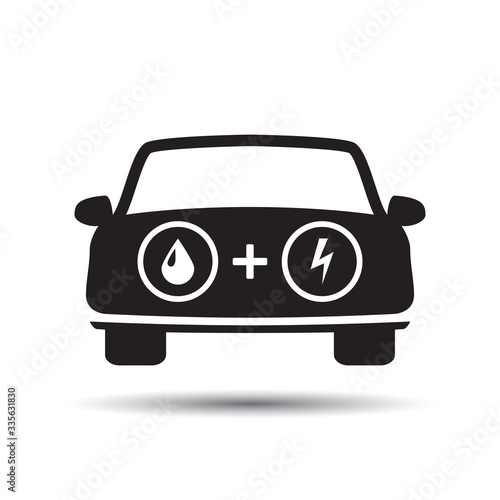 Hybrid Car Icon, electric motor.