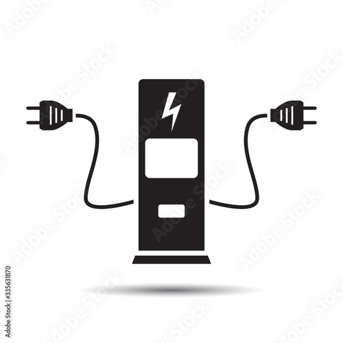 Electric car charging, engine, battery Icons.