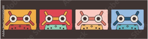Colorful analog cassette tapes.