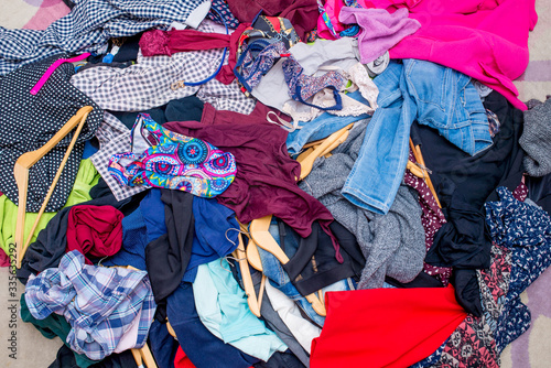 pile of used clothes. Second hand for recycling