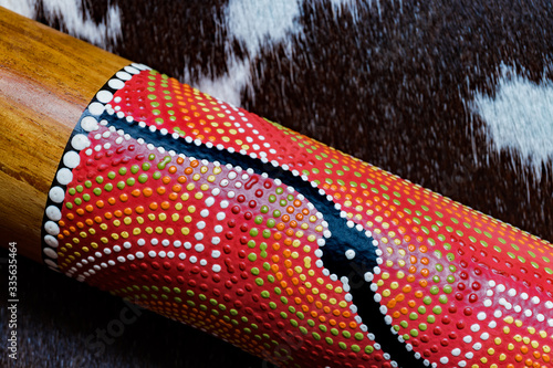 Bild auf Leinwand didgeridoo Australie cercle abstrait tribal pointillé art peinture aborigène