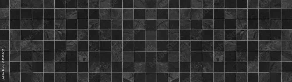 Black anthracite gray square cement concrete vintage retro tiles texture background banner panorama 