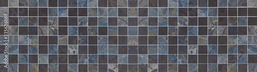 Black anthracite gray blue square cement concrete vintage retro tiles texture background banner panorama