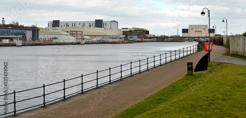 Fotografie Looking at BAE systems Barrow in Furness, Cumbria, England, UK