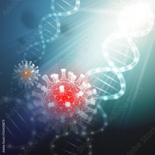 3d medical background of corona virus. Covid 19, coronavirus infection. Virus concept vector illustration.