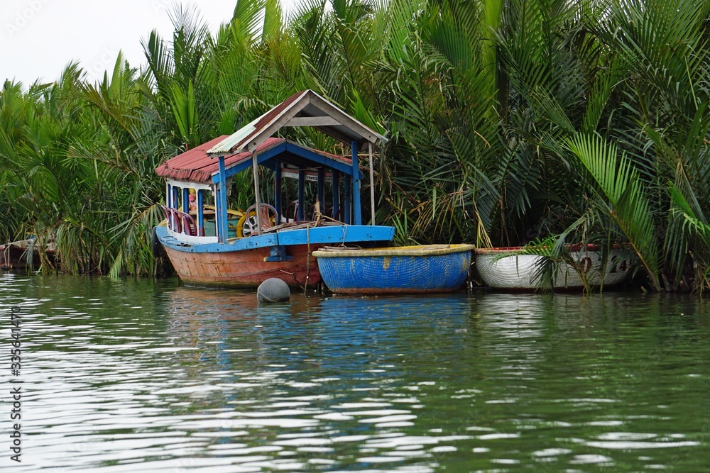 fisher boats at the coast of hue