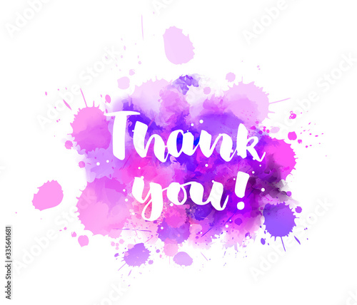 Thank you - lettering on watercolor splash