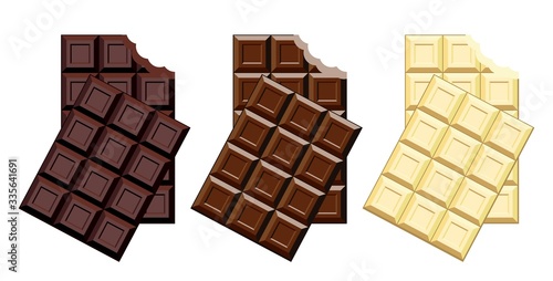 vector set of chocolate bar pieces
