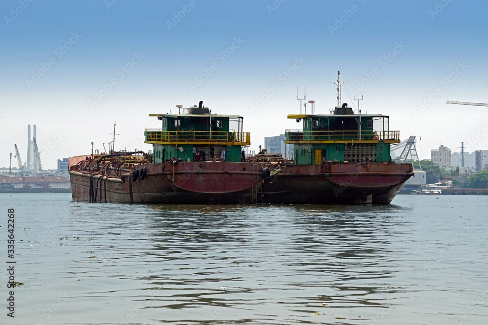 ships on nha ben river in ho chi minh city