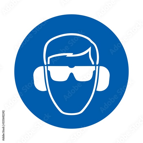 Safety glasses and ear protection must be worn.  Standard ISO 7010