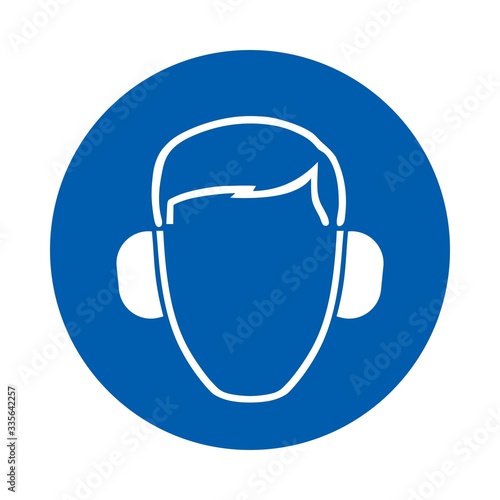 Ear protection must be worn. M003.  Standard ISO 7010