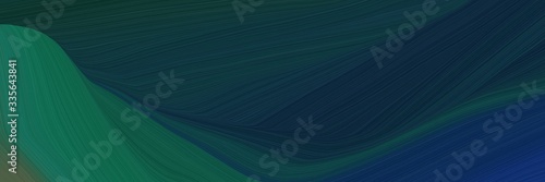 elegant abstract curved lines surreal designed horizontal header with very dark blue, teal green and dark slate gray colors. elegant curved lines with fluid flowing waves and curves