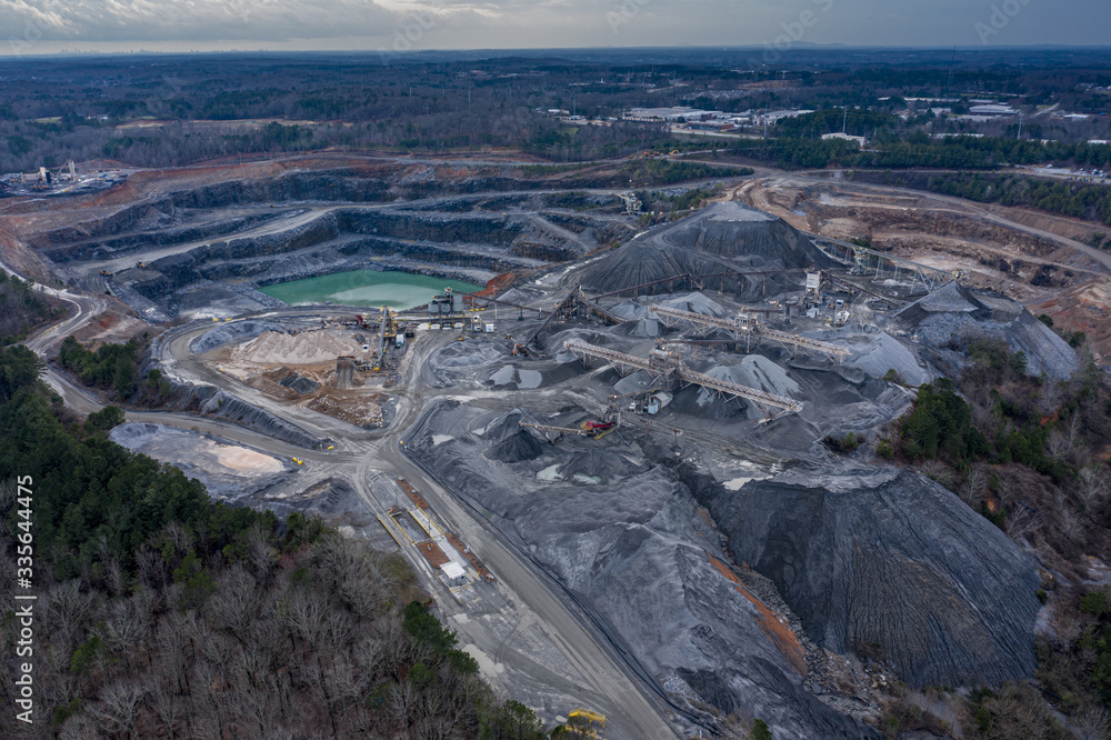 Aerial View of a Large Quarry and Rock Crushing Operation