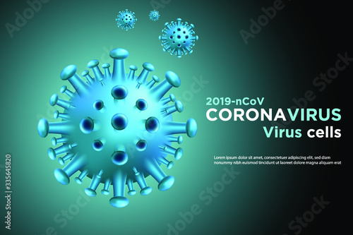Background with realistic 3d turquoise blue cells. Vector illustration of danger symbol. vector illustration. 2019nCoV virus cells-01