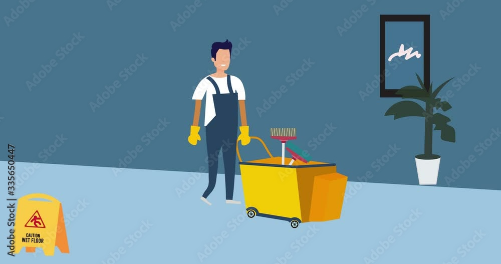 Boy cleaning the hall with mop. Can be used for cleaning company or cleaning services. Boy cleaning the hall with mop. Can be used for cleaning company or cleaning services.