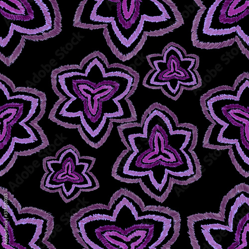 Creative seamless pattern with hand drawn ikat stars. Ethnic boho seamless pa...