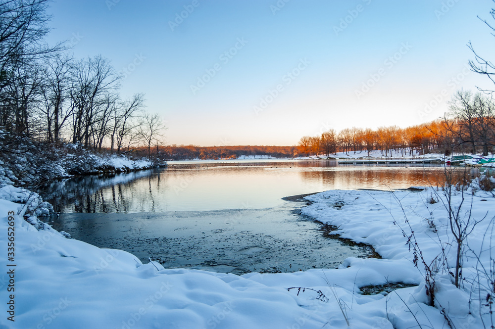 Winter Scene over the Lake