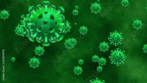 Coronavirus 2019-ncov Pneumonia Blood Medical COVID-19. Microscope Virus Close up. 3D Rendering.
