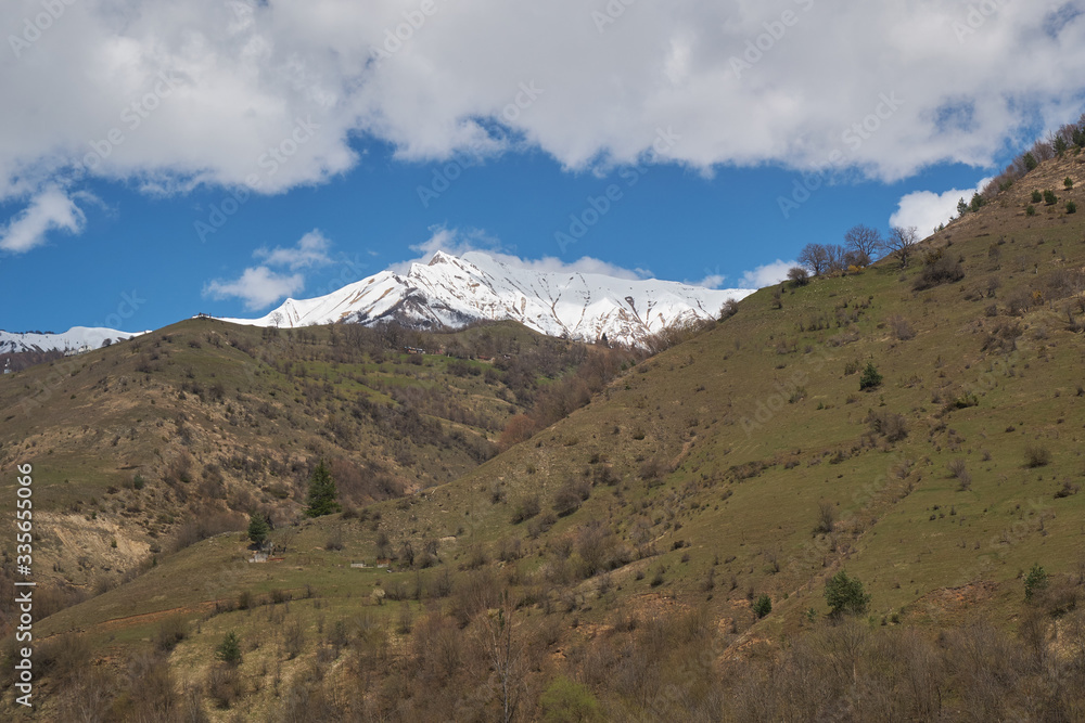 white and green mountains of the Caucasus
