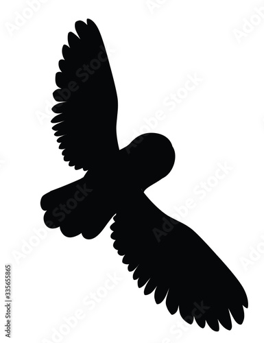 Cute flying barn owl (tyto alba) with white face and brown wings cartoon wild forest bird animal design flat vector illustration isolated on white background