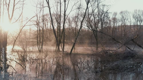 Morning Mist Above River at Winter